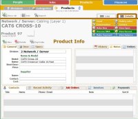 LaserLight products database screen