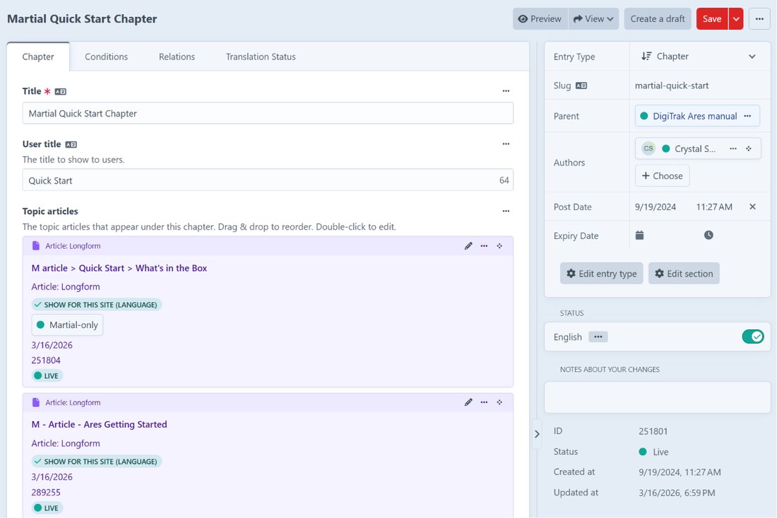 Noeta Composable Content Management System authoring — a chapter built from reusable, nestable topic articles