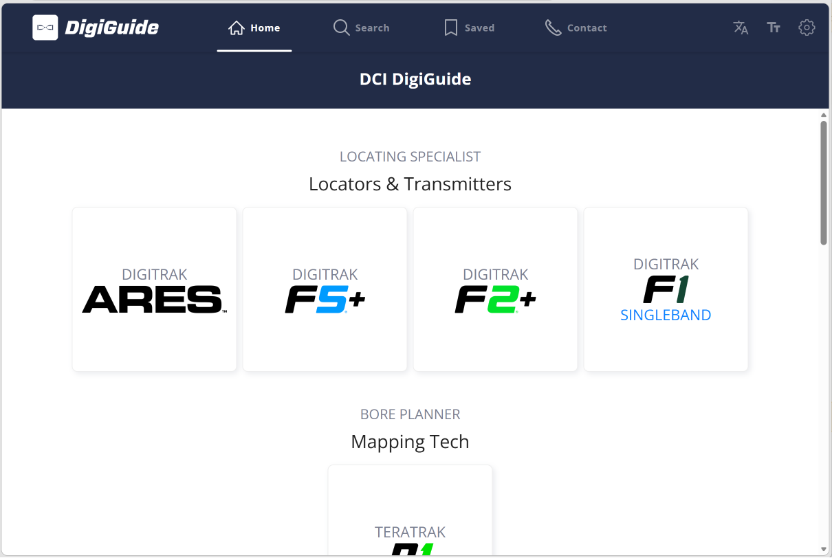 Published web app home screen showing the product library