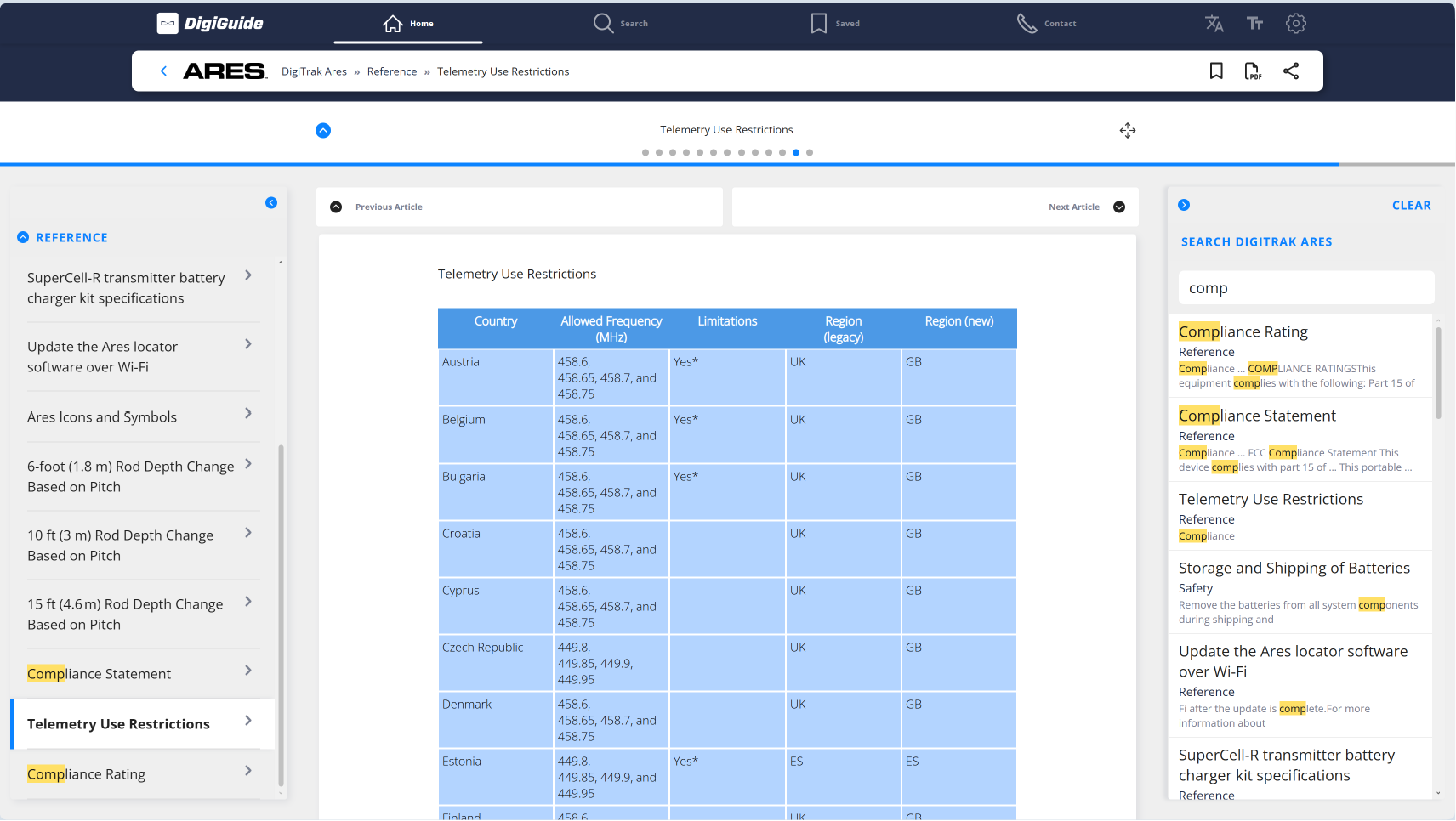 Published web app showing a custom data table with full-text search